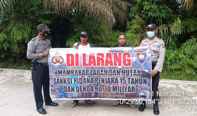 Cegah Karhutla. Polres Kuansing Sosialisasi Larangan Buka Lahan dengan Cara Bakar